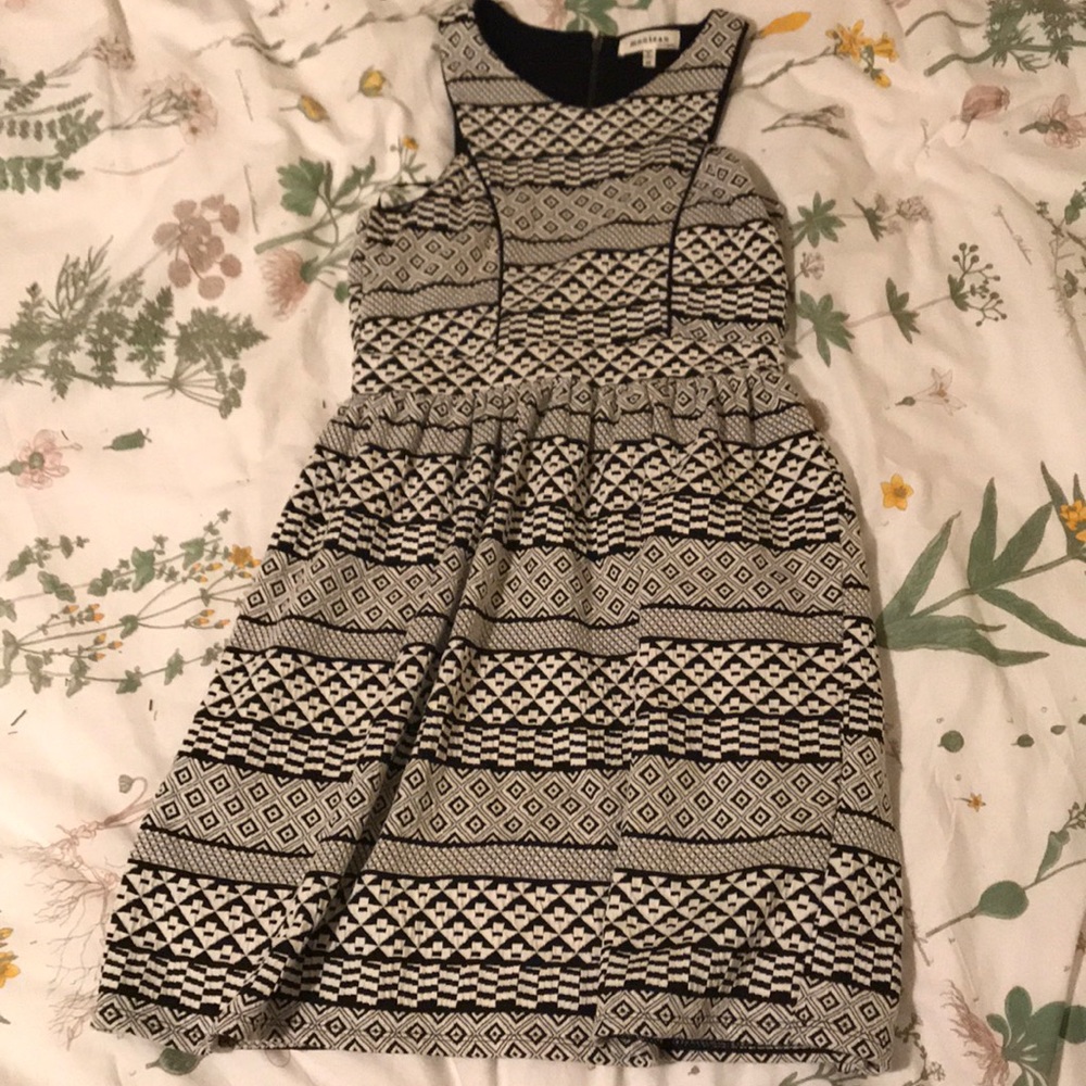 Black & White Geometric High Neck Dress